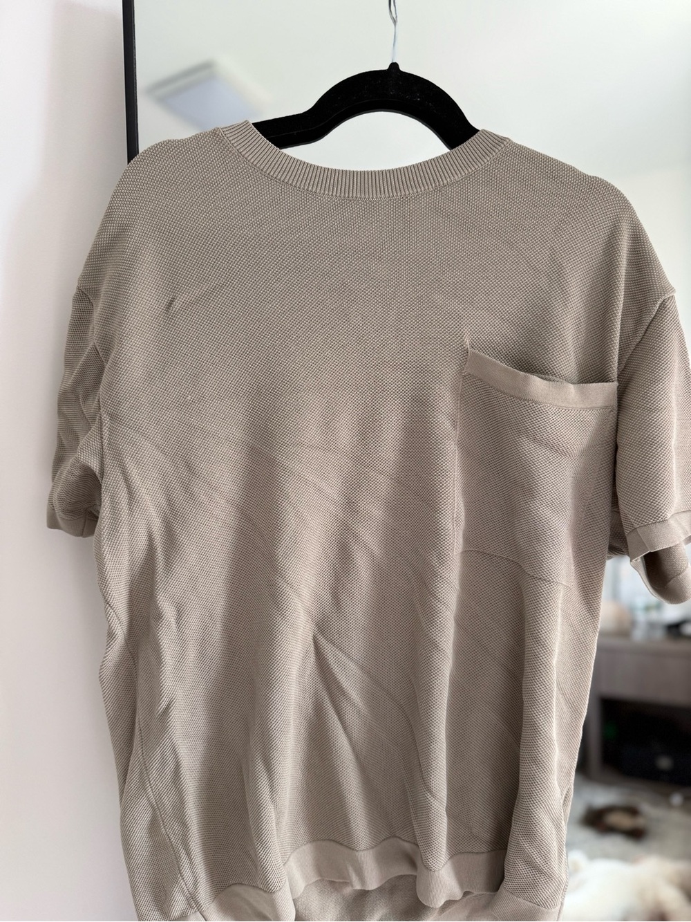 Zara Taupe Short-Sleeve Pocket Crewneck Tee